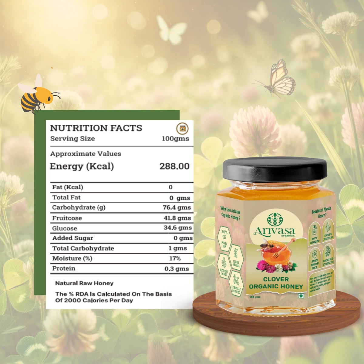 Clover Organic Honey | Pure, Natural & NMR Lab Tested