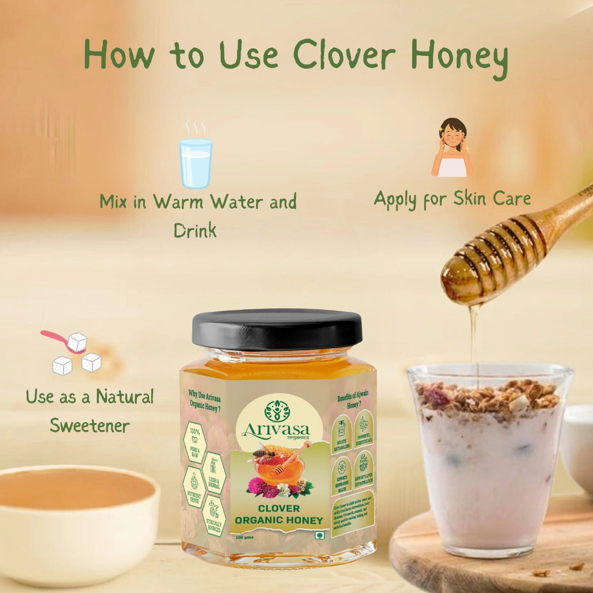 Clover Organic Honey | Pure, Natural & NMR Lab Tested