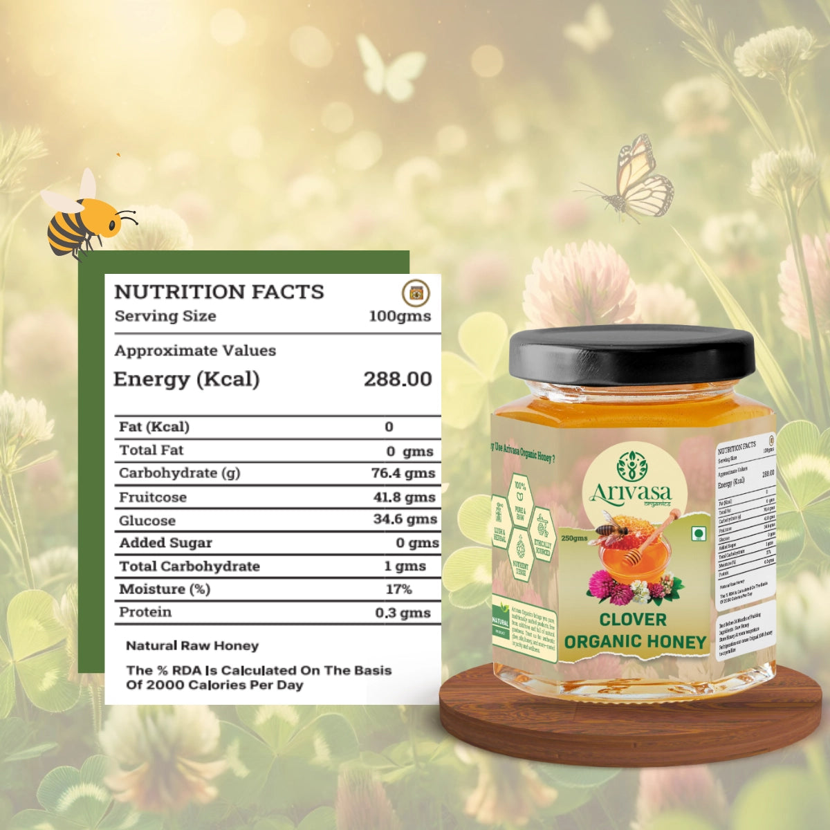 Clover Organic Honey | Pure, Natural & NMR Lab Tested
