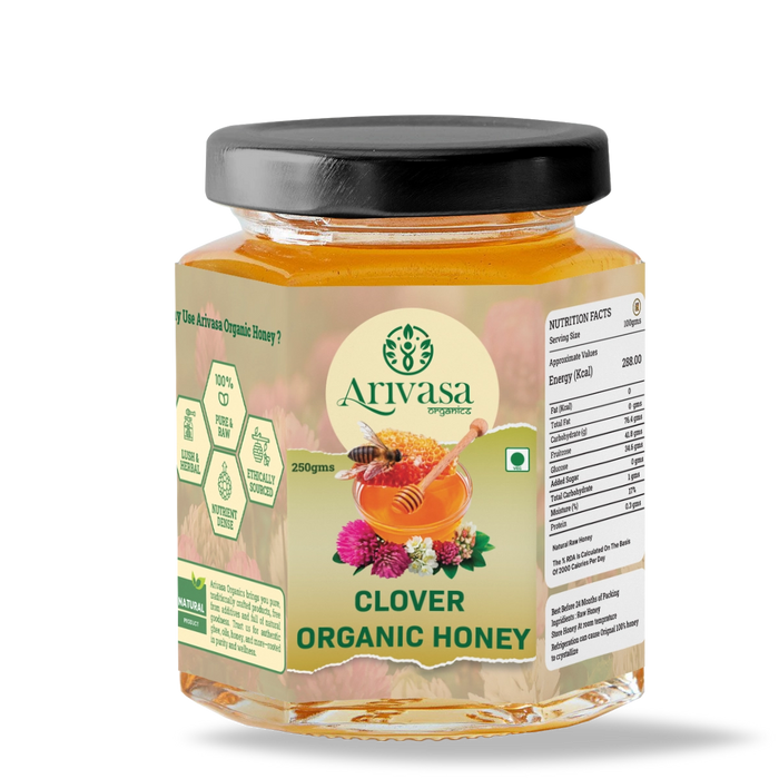 Clover Organic Honey | Pure, Natural & NMR Lab Tested – 250 gms