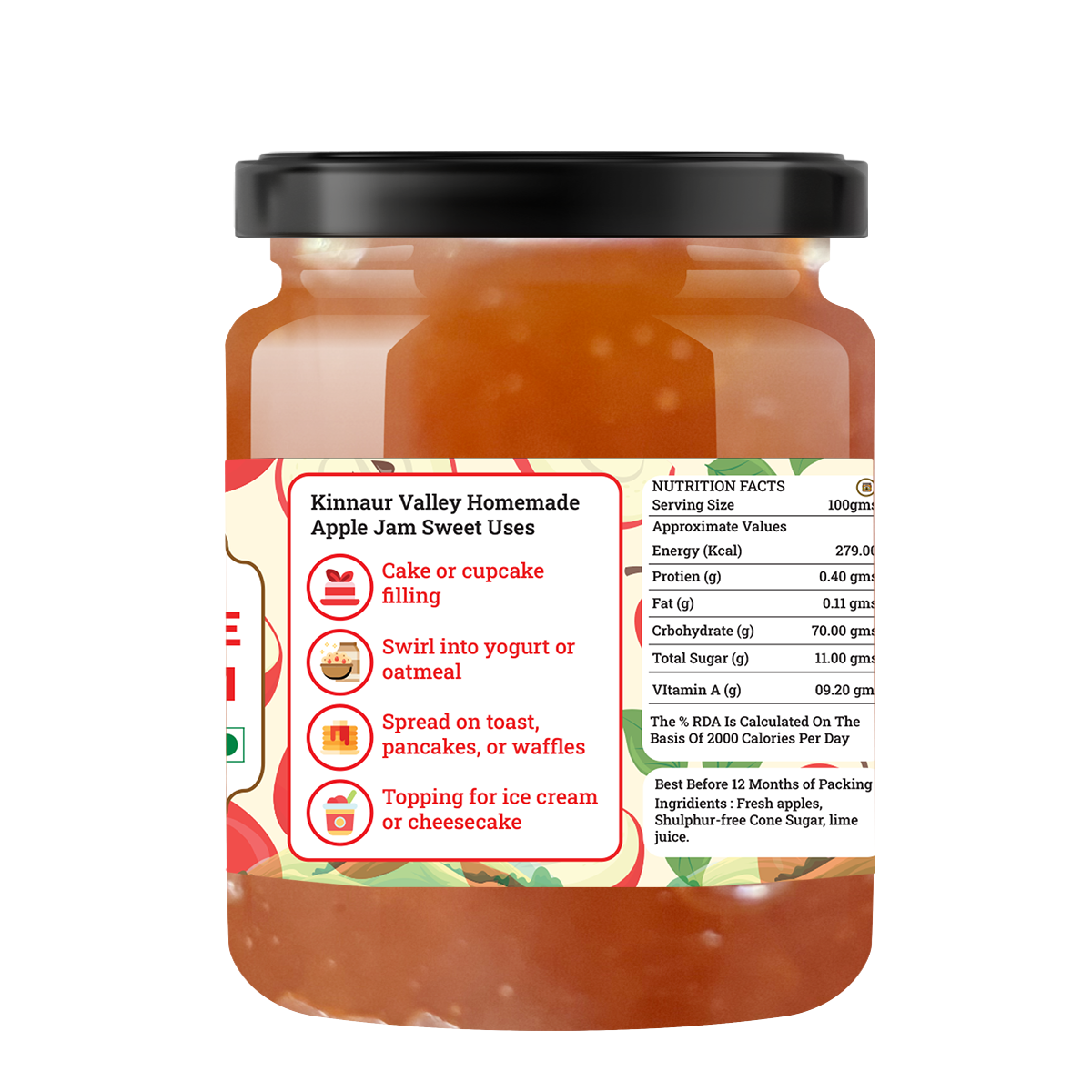 Handmade Apple Jam | Fresh Himachali Apples, Women-Crafted