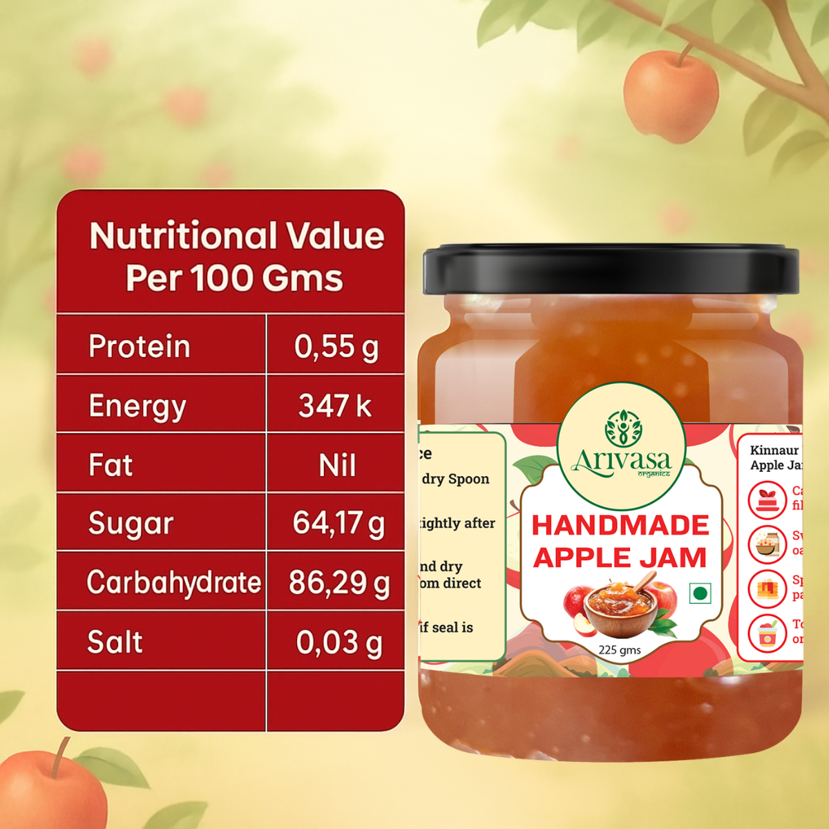Handmade Apple Jam | Fresh Himachali Apples, Women-Crafted