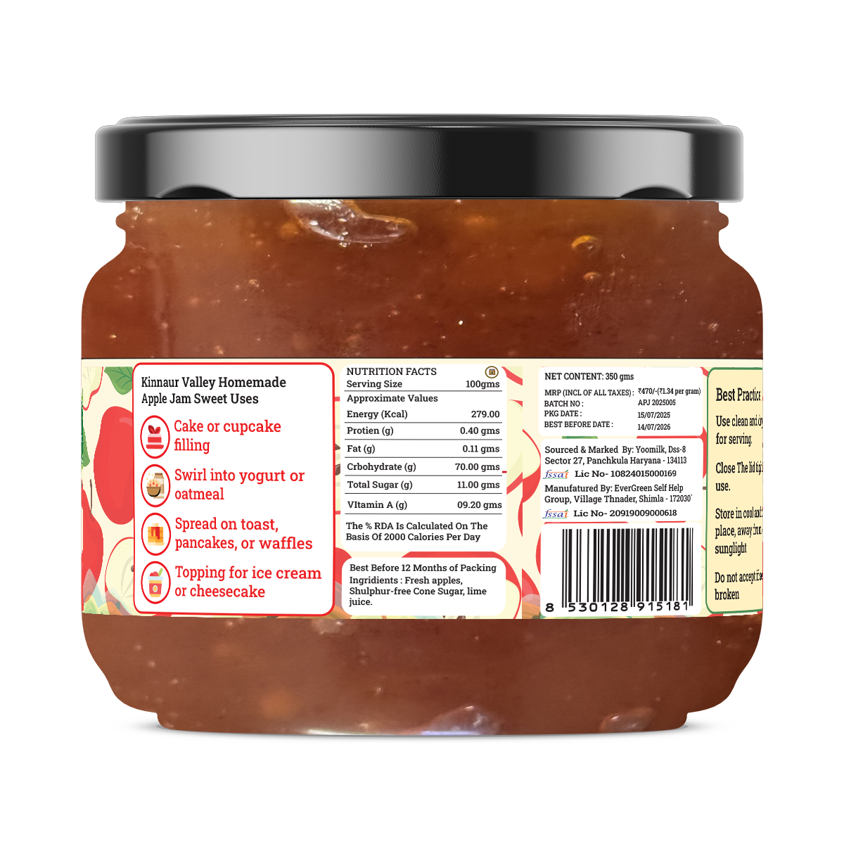Handmade Apple Jam | Fresh Himachali Apples, Women-Crafted