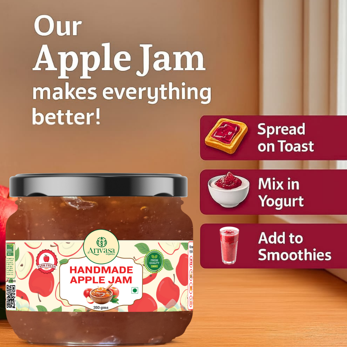 Handmade Apple Jam | Fresh Himachali Apples, Women-Crafted