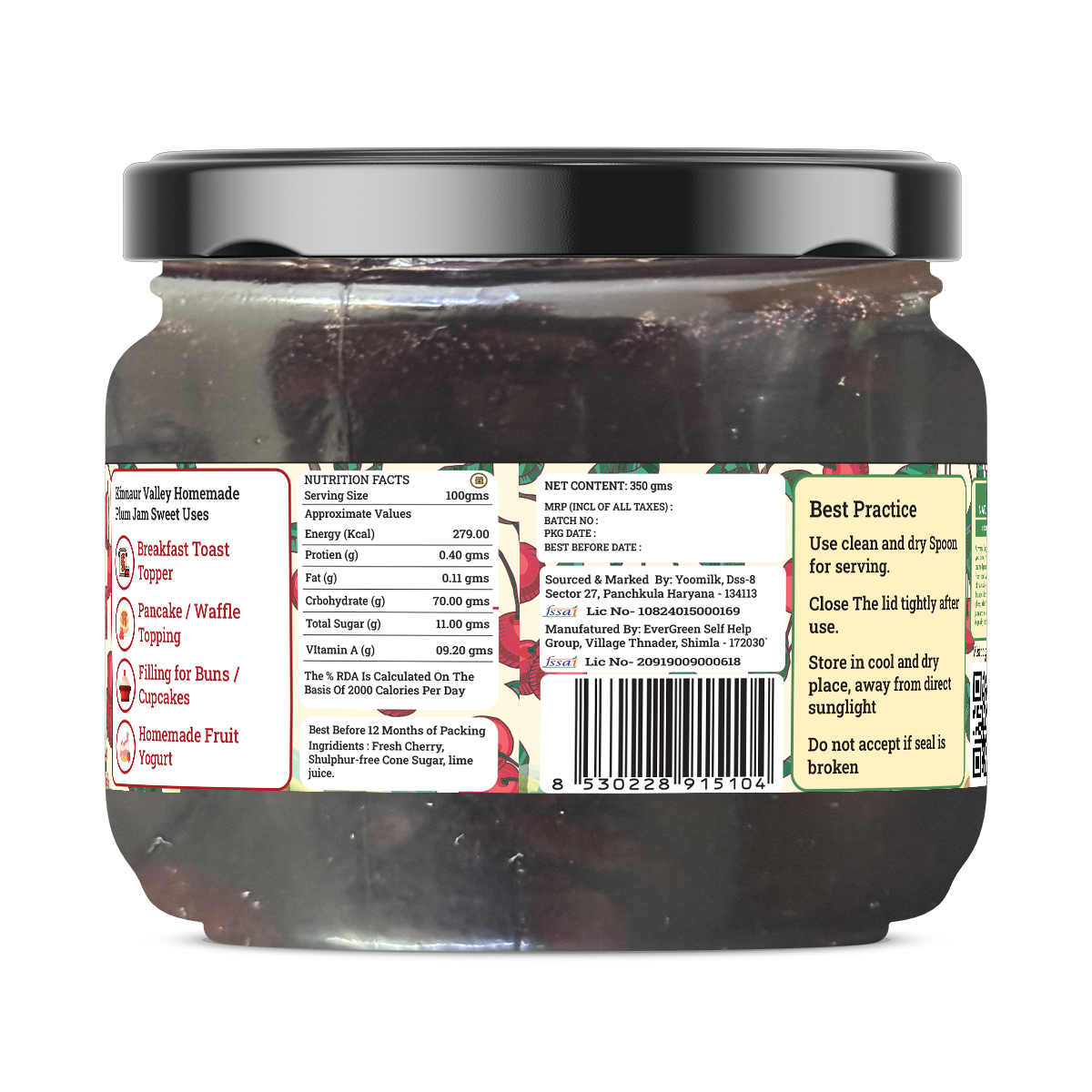 Handmade Cherry Jam | Fresh Himachali Cherries, Women-Crafted