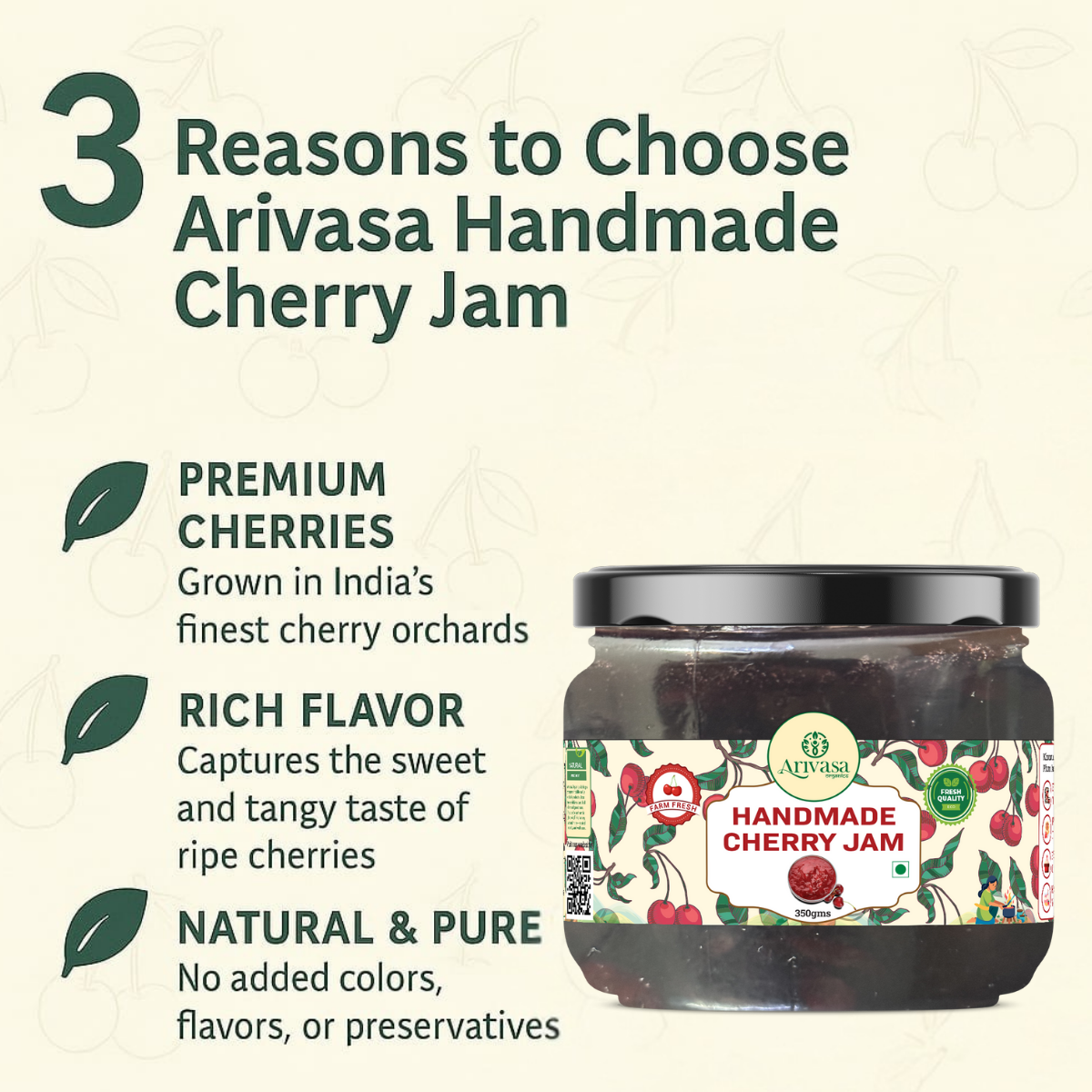Handmade Cherry Jam | Fresh Himachali Cherries, Women-Crafted