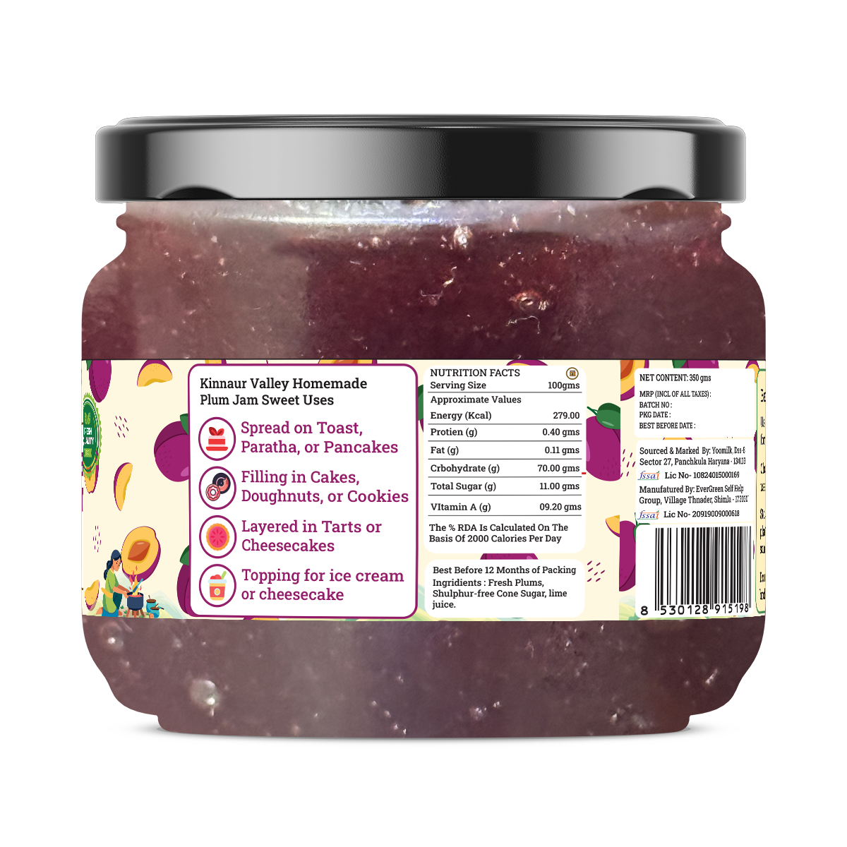 Handmade Plum Jam | Fresh Himachali Plums, Women-Crafted