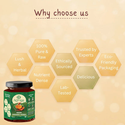 Neem Organic Honey | Pure, All - Natural & Lab - Tested by NMR - Arivasa Organics - 100 gms - 