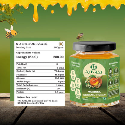 Moringa organic honey | Pure, natural & NMR lab - tested - Arivasa Organics - 100 gms - 