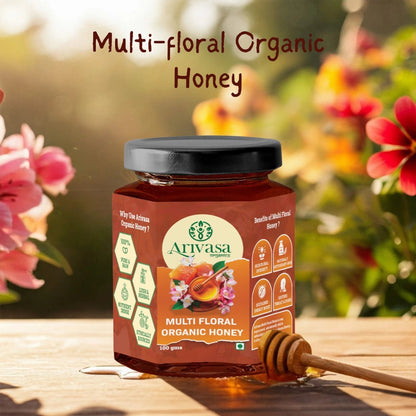 Organic Multi Floral Honey | Pure, Natural & NMR Lab - Tested - Arivasa Organics - 100 gms - 