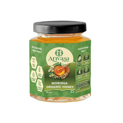 Moringa organic honey | Pure, natural & NMR lab - tested - Arivasa Organics - 100 gms - 