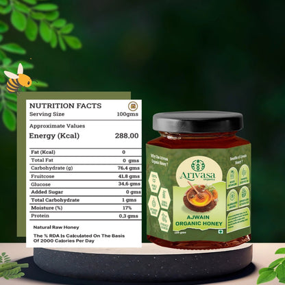 Ajwain Organic Honey | Natural, Pure & NMR Lab - Tested - Arivasa Organics - 100 gms - 