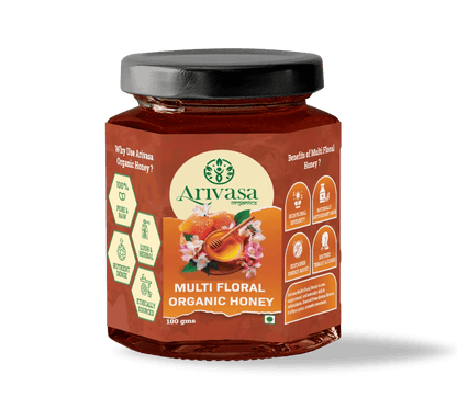 Organic Multi Floral Honey | Pure, Natural & NMR Lab - Tested - Arivasa Organics - 100 gms - 