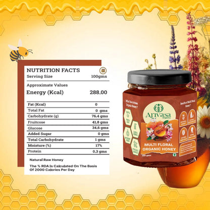 Organic Multi Floral Honey | Pure, Natural & NMR Lab - Tested - Arivasa Organics - 100 gms - 
