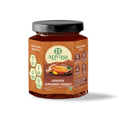 Organic Ginger Honey | Pure, Natural & NMR Lab - Tested - Arivasa Organics - 100 gms - 