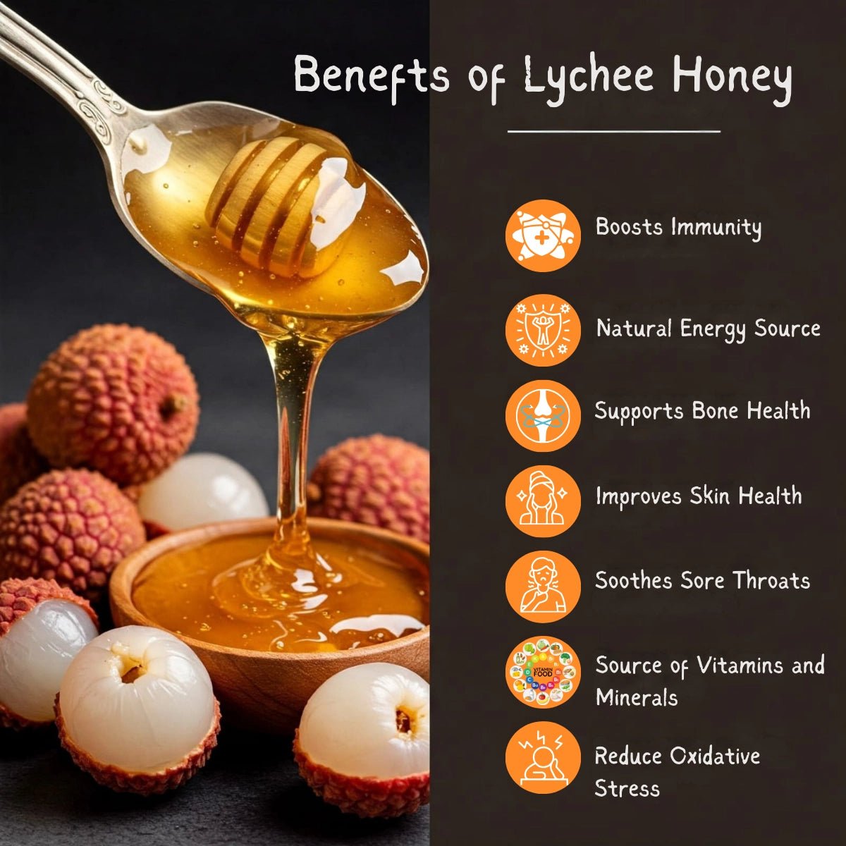 Lychee Organic Honey | Fruity, Pure & NMR Tested - Arivasa Organics - 100 gms - 