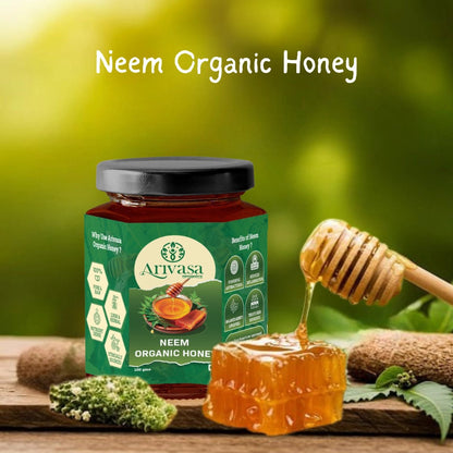 Neem Organic Honey | Pure, All - Natural & Lab - Tested by NMR - Arivasa Organics - 100 gms - 