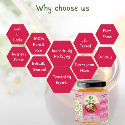 Karanj Organic Honey | Pure, Natarual & NMR Lab - Tested - Arivasa Organics - 100 gms - 