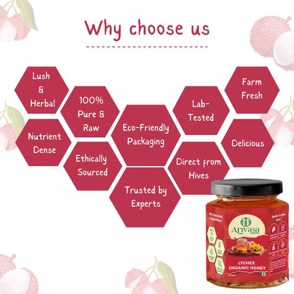 Lychee Organic Honey | Fruity, Pure & NMR Tested - Arivasa Organics - 100 gms - 