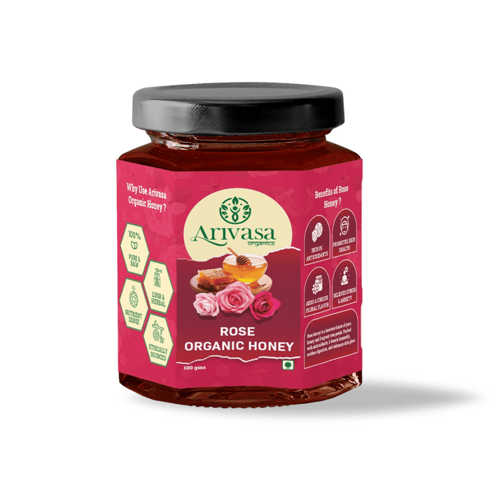 Organic Honey of Rose | Pure, Natural & Lab-Tested with NMR – 100 gms