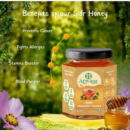 Sidr Organic Honey | Natural, Pure & NMR Lab - Tested - Arivasa Organics - 100 gms - 