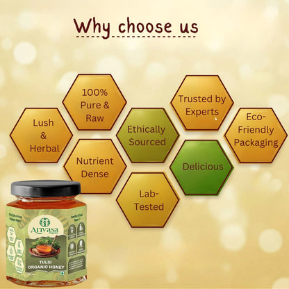 Tulsi Organic Honey | Pure, Floral & NMR Lab - Tested - Arivasa Organics - 100 gms - 