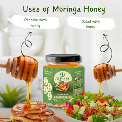 Moringa organic honey | Pure, natural & NMR lab - tested - Arivasa Organics - 100 gms - 