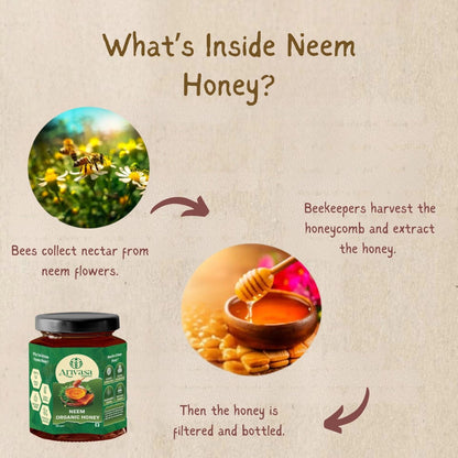 Neem Organic Honey | Pure, All - Natural & Lab - Tested by NMR - Arivasa Organics - 100 gms - 