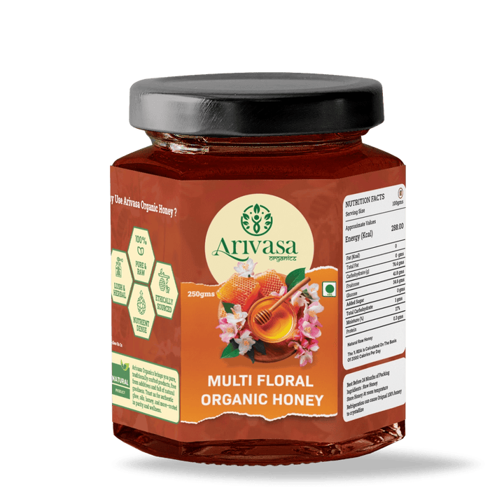 Organic Multi Floral Honey | Pure, Natural & NMR Lab-Tested – 250 gms