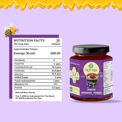 Jamun Organic Honey | Pure, Natural & NMR Lab - Tested - Arivasa Organics - 250 gms - 