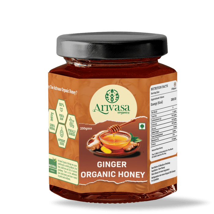 Organic Ginger Honey | Pure, Natural & NMR Lab-Tested – 250 gms