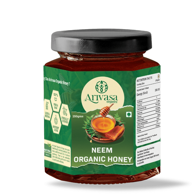 Neem Organic Honey | Pure, All - Natural & Lab - Tested by NMR - Arivasa Organics - 250 gms - 