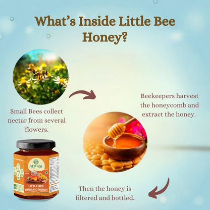 Organic Little Bee Honey | Pure, Natural & NMR Lab - Tested - Arivasa Organics - 250 gms - 