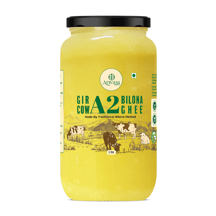 Arivasa Organics A2 Cow Ghee | Gir Cow Bilona Ghee | A2 Certified Ghee – 1 LTR