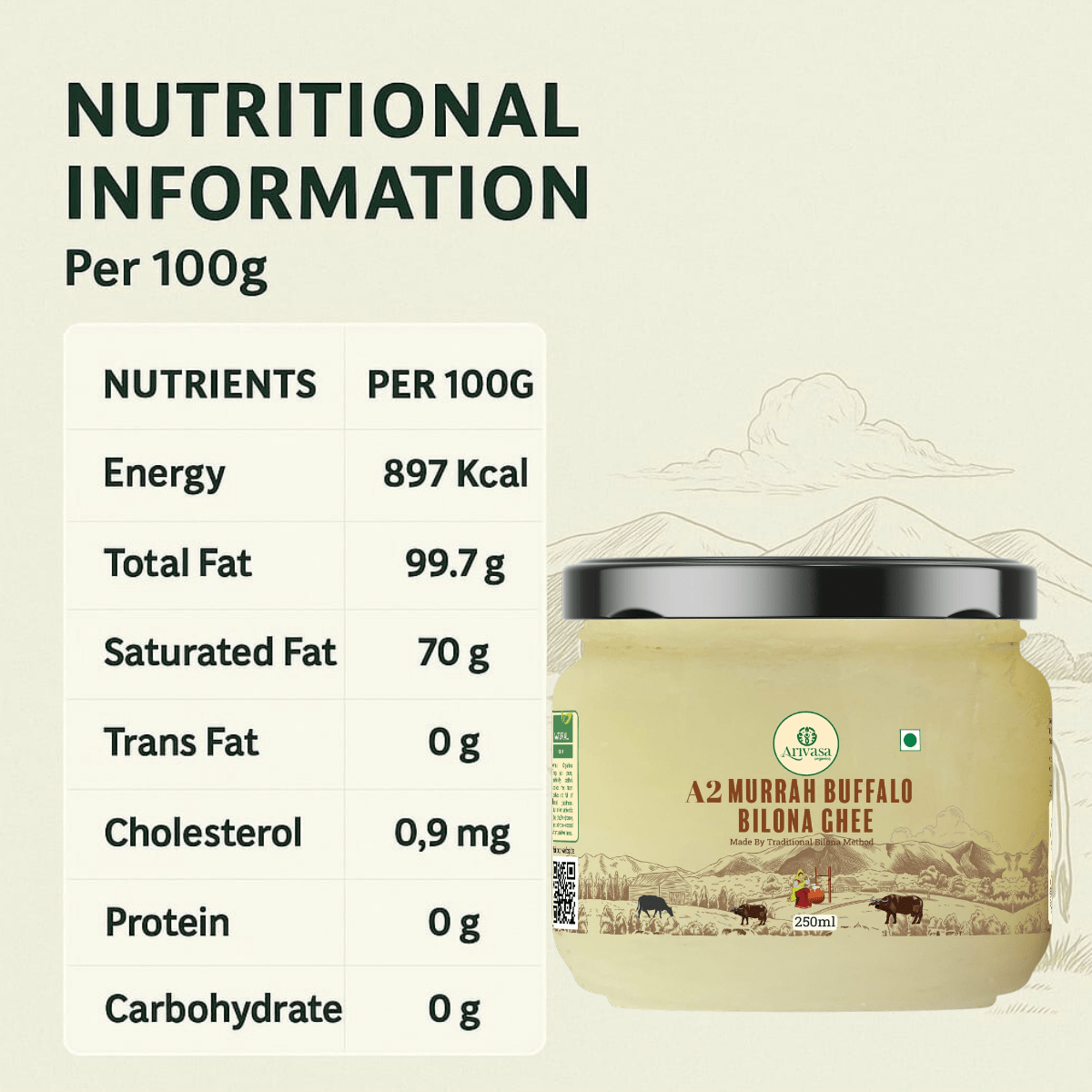 A2 MURRAH BUFFALO BILONA GHEE - My Store - 250 Gms - 