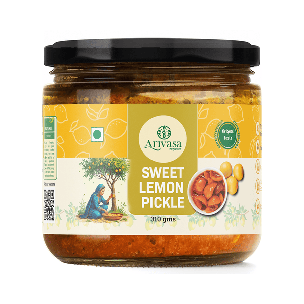 Arivasa Organics Lemon Pickle | Sun-Dried & Handmade in Cold-Pressed Oil – 310 gm