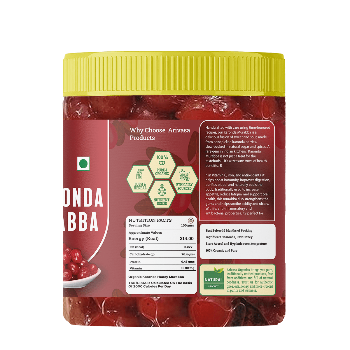 ORGANIC KARONDA HONEY MURABBA - My Store - 500 gm - 