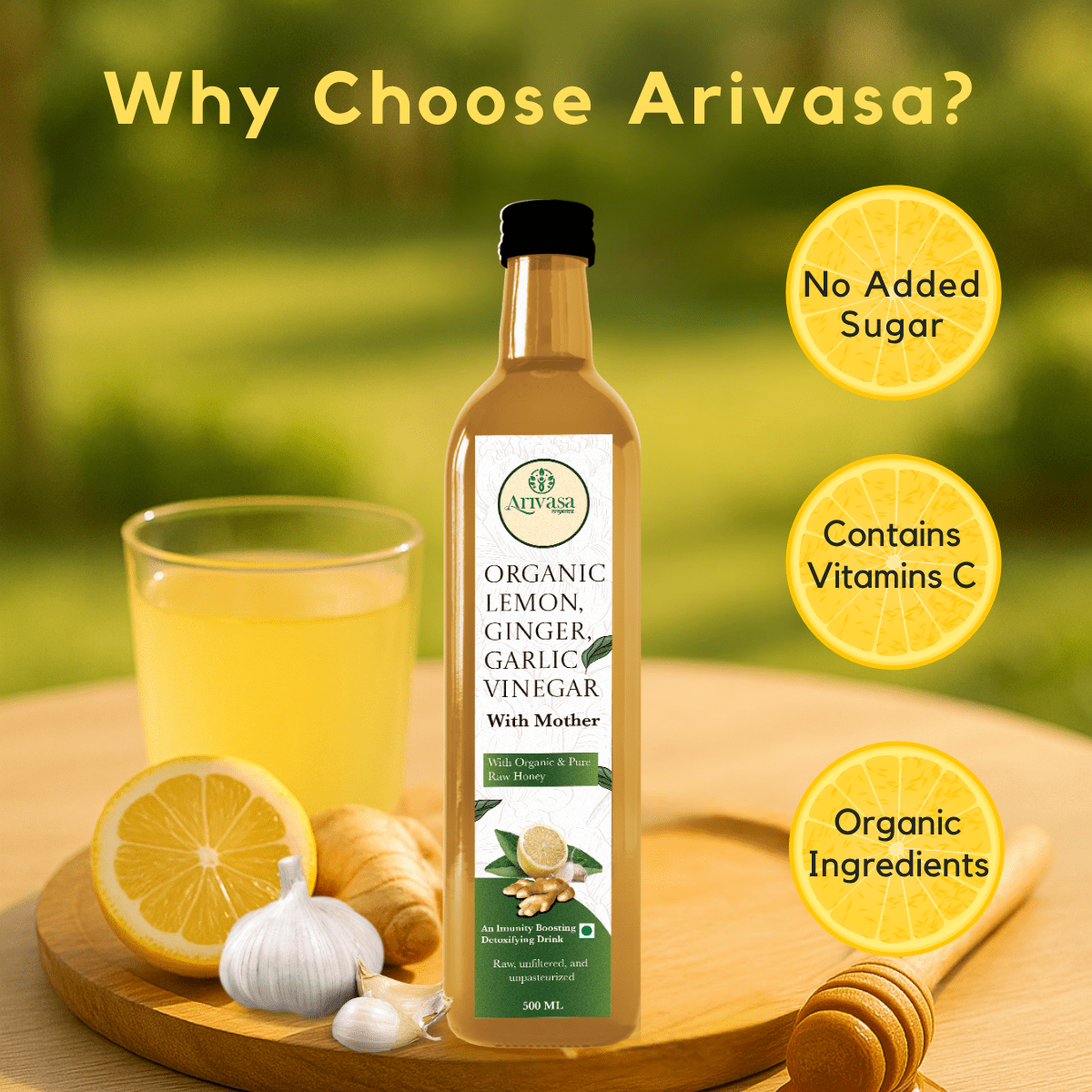 ORGANIC LEMON GINGER GARLIC CIDER VINEGAR - My Store - 500 ML - 